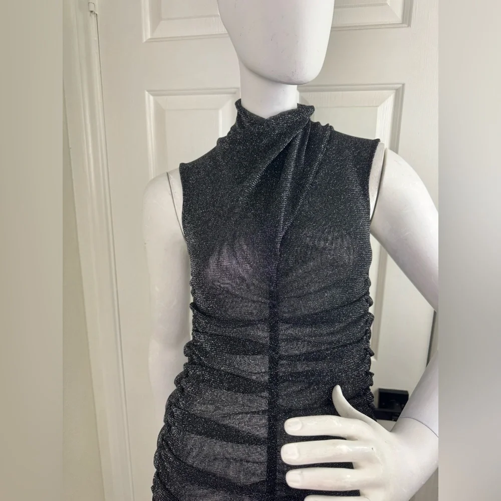 ALLSAINTS Tia Metallic Dress Gunmetal Sleeveless SIZE 4. A38